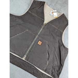 NWT Carhartt Vest Mens 3XL Brown Sandstone Mock Neck Sherpa Lined Work Rugged
